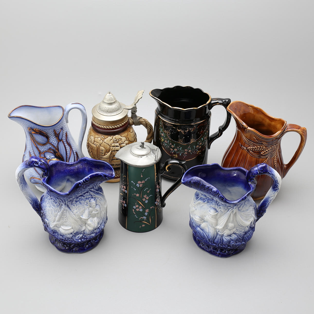 KANNOR samt STOP, 7 st, keramik, 1900-tal.