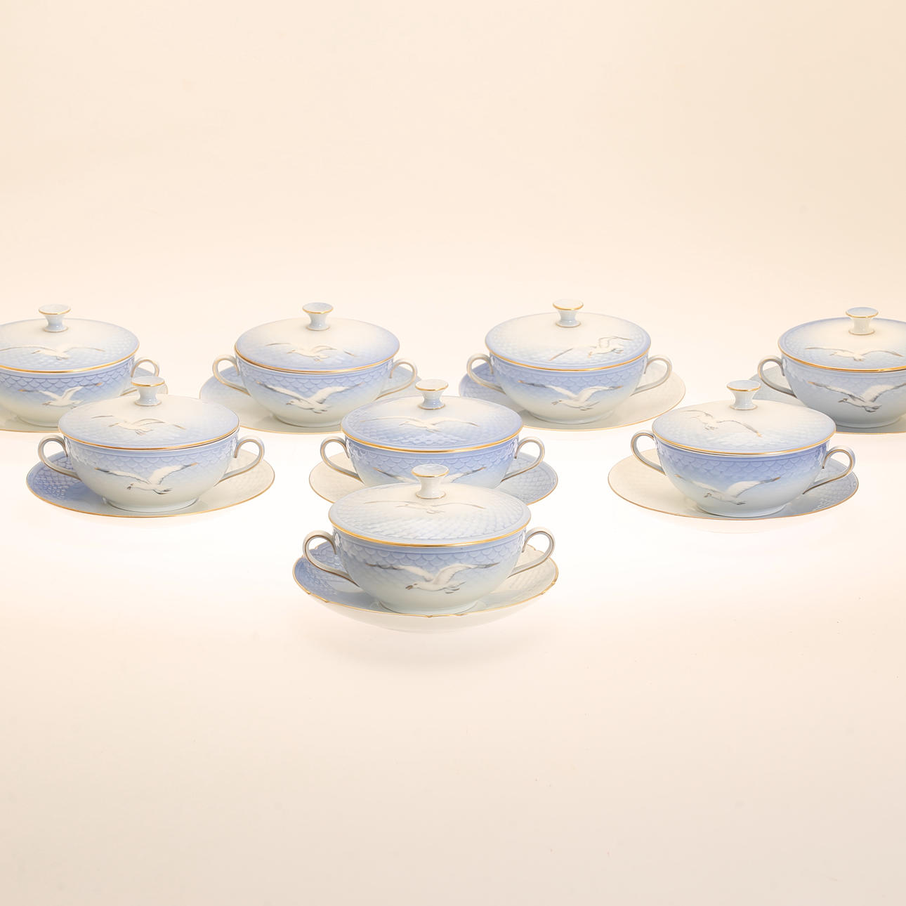 BOUILLONKOPPER, 8 stk. „Seagull“, Bing & Gröndahl, Danmark.