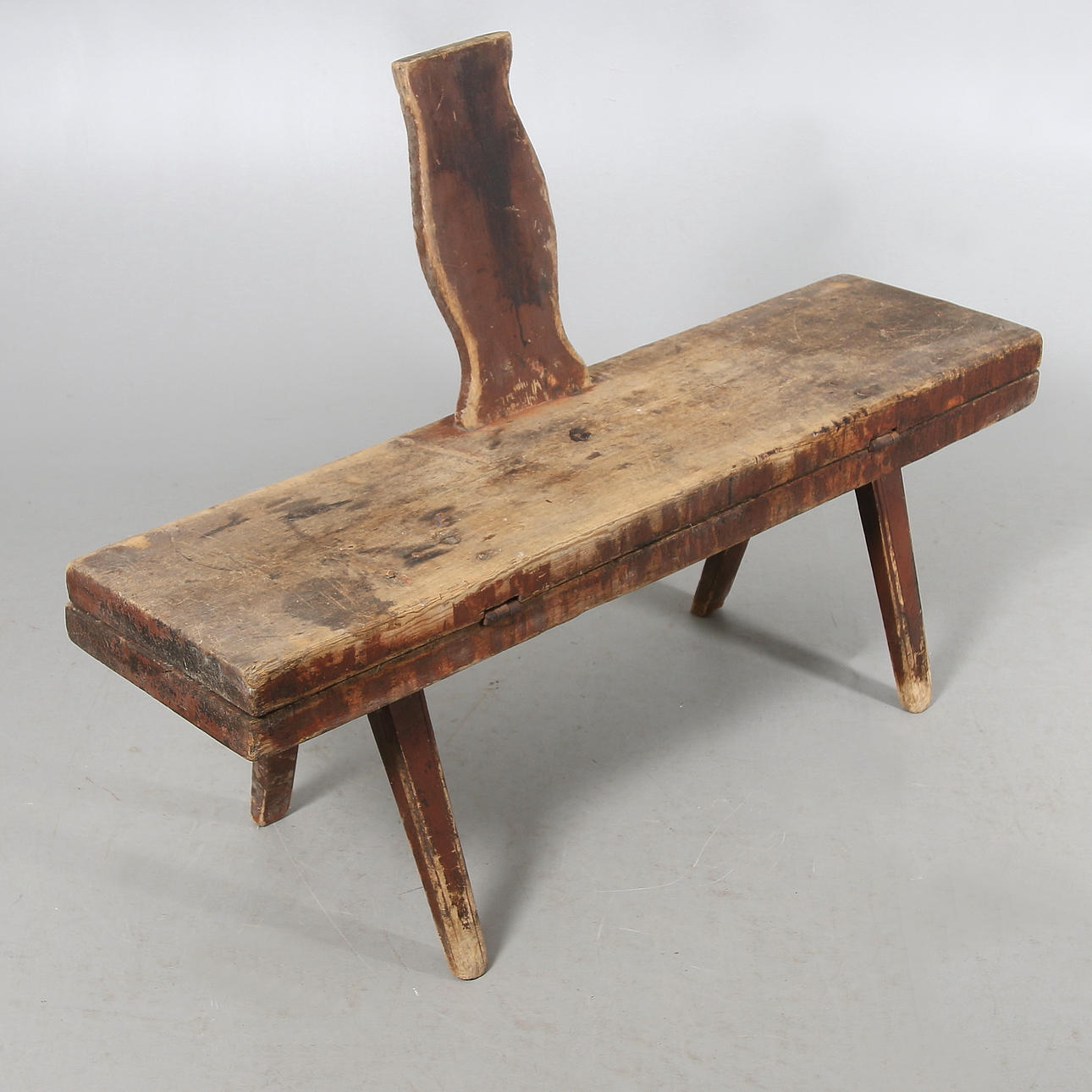 FÄLLBÄNK, bemålad fur, Allmoge, 1800-tal.