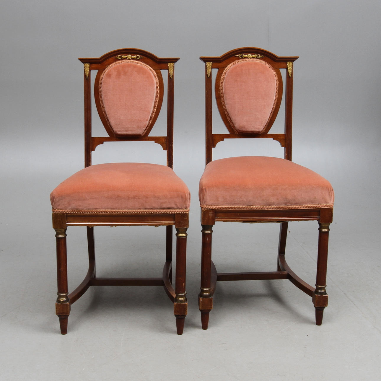 STOLAR, 2 st, mahogny, empirestil, 18/1900-tal.