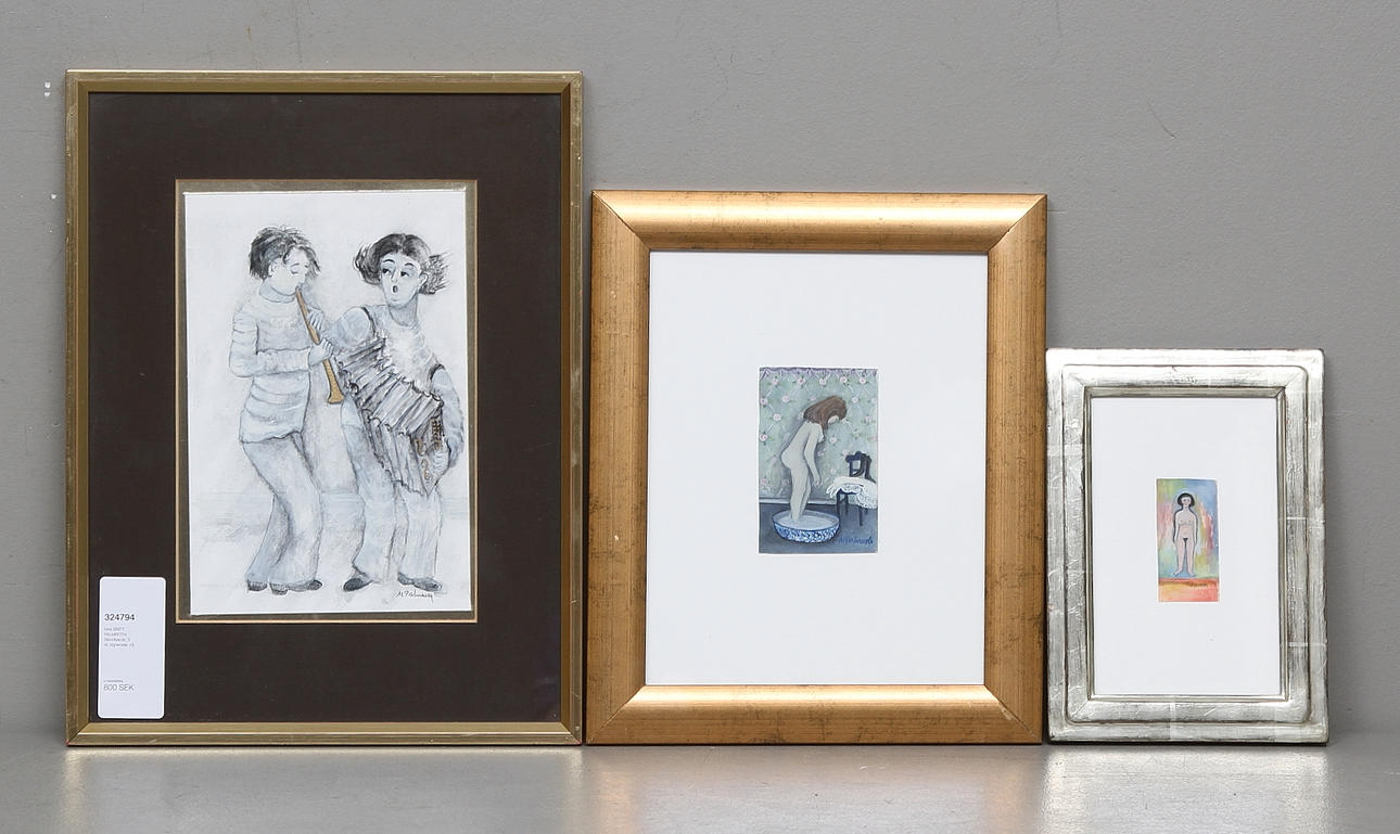 MAI-BRITT PALMROTH. Blandteknik, 3 st, signerade.