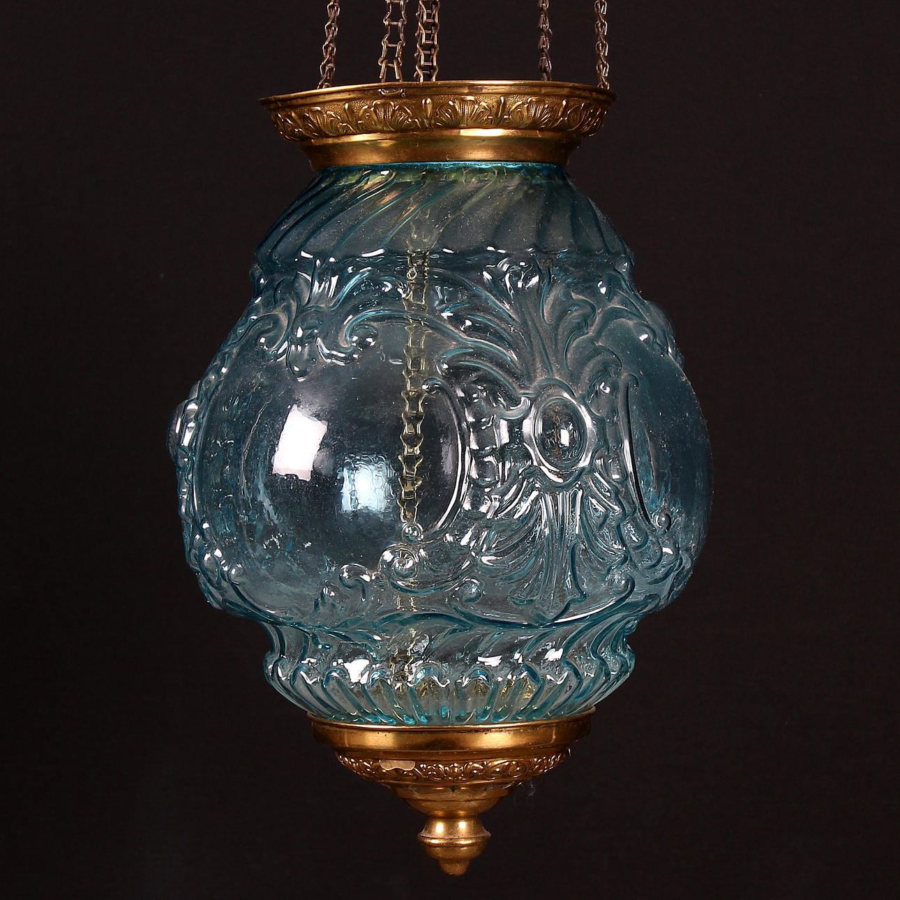 MÅNSKENSAMPEL, glas och mässing, Rokokostil, Sekelskiftet 1800/1900.