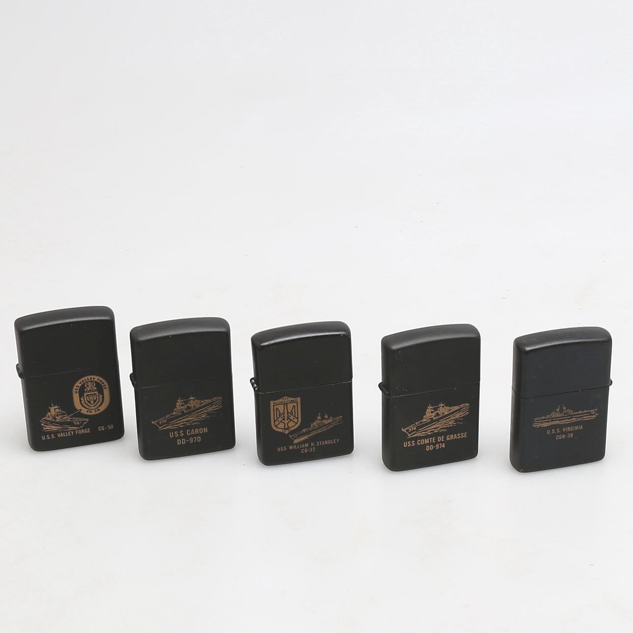 TÄNDARE, 5 st, Zippo, amerikanska marinen, 1900-tal.