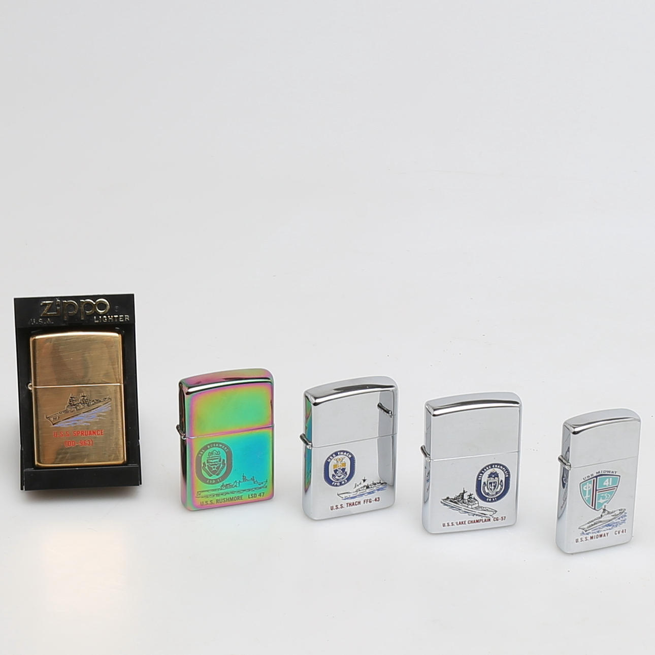 TÄNDARE, 5 st, Zippo, amerikanska marinen, 1900-tal.