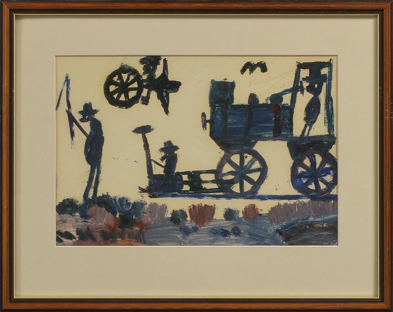 NILS RUNDGREN. (Björnjägaren), blandteknik. signerad och daterad 1968.