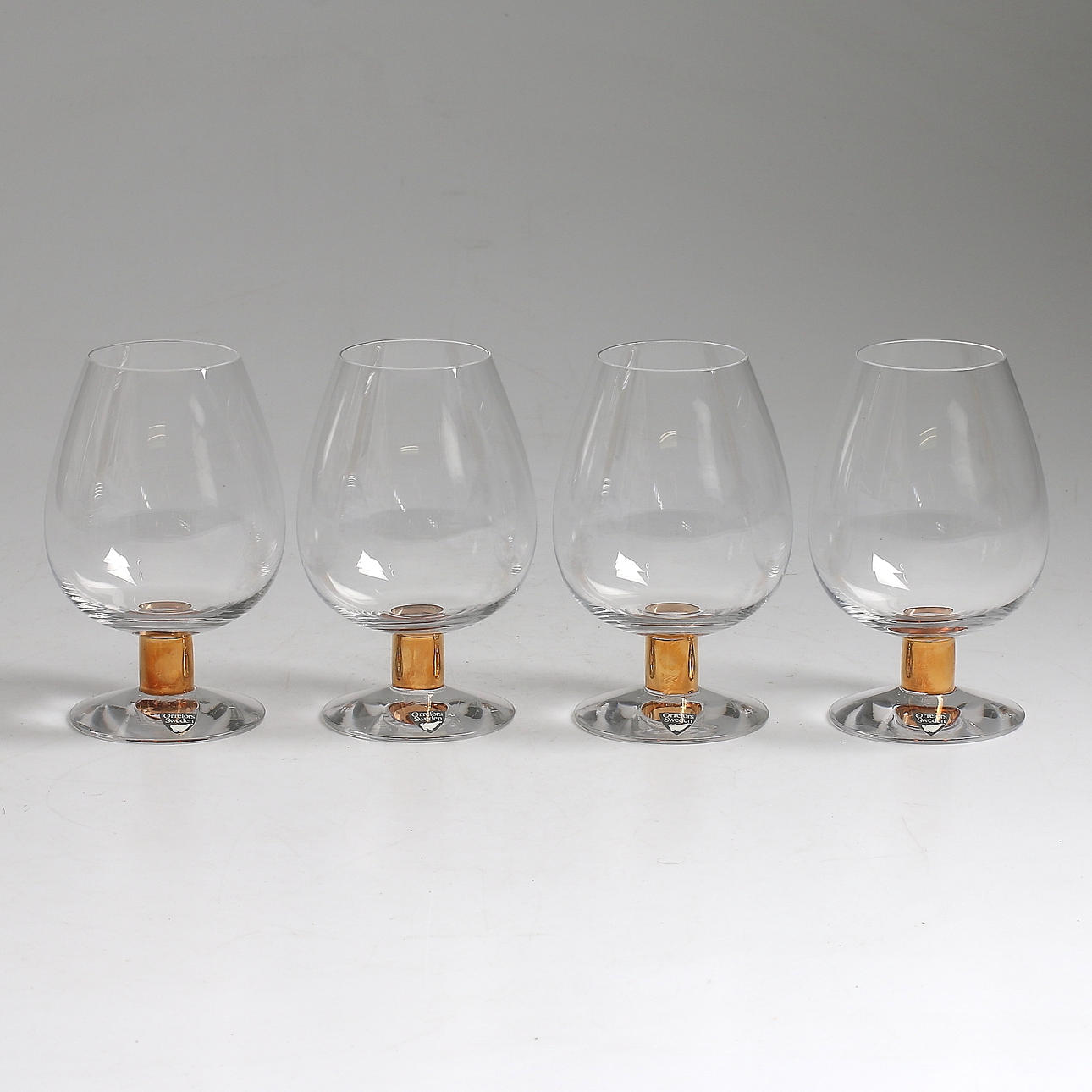 GUNNAR CYRÉN. COGNACSKUPOR, 4 st, "Nobelservisen", Orrefors.