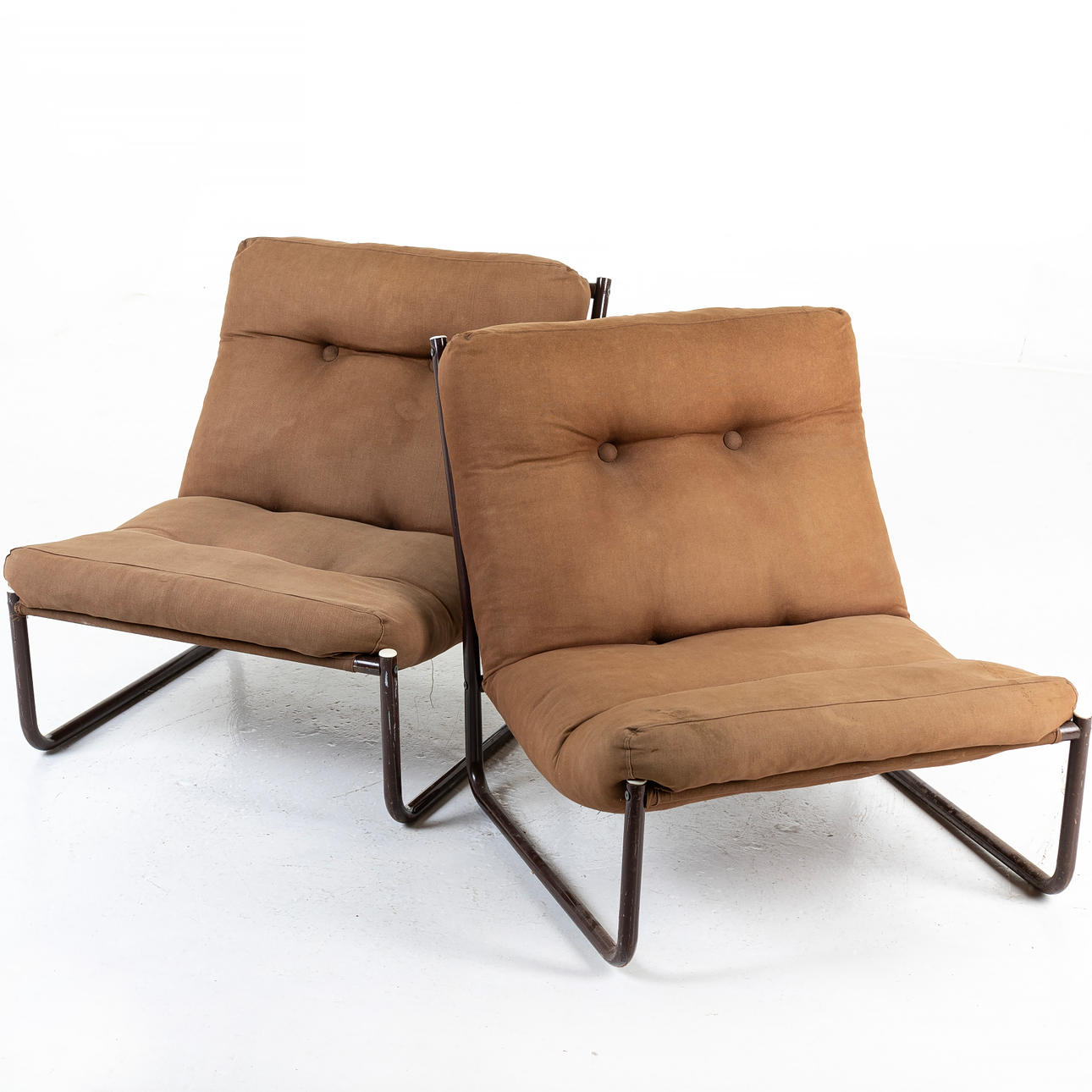 Ein Paar Stahlrohrsessel, wahrscheinlich Ikea, 1970er.