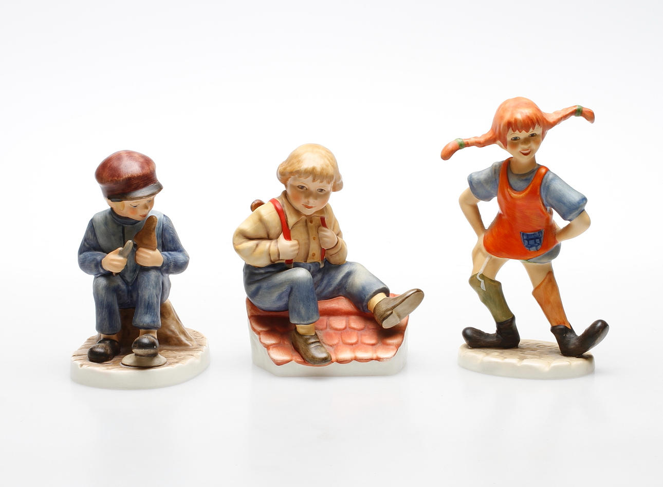 FIGURINER, 3 delar, "Astrid Lindgren", Fyrklövern, Goebel.