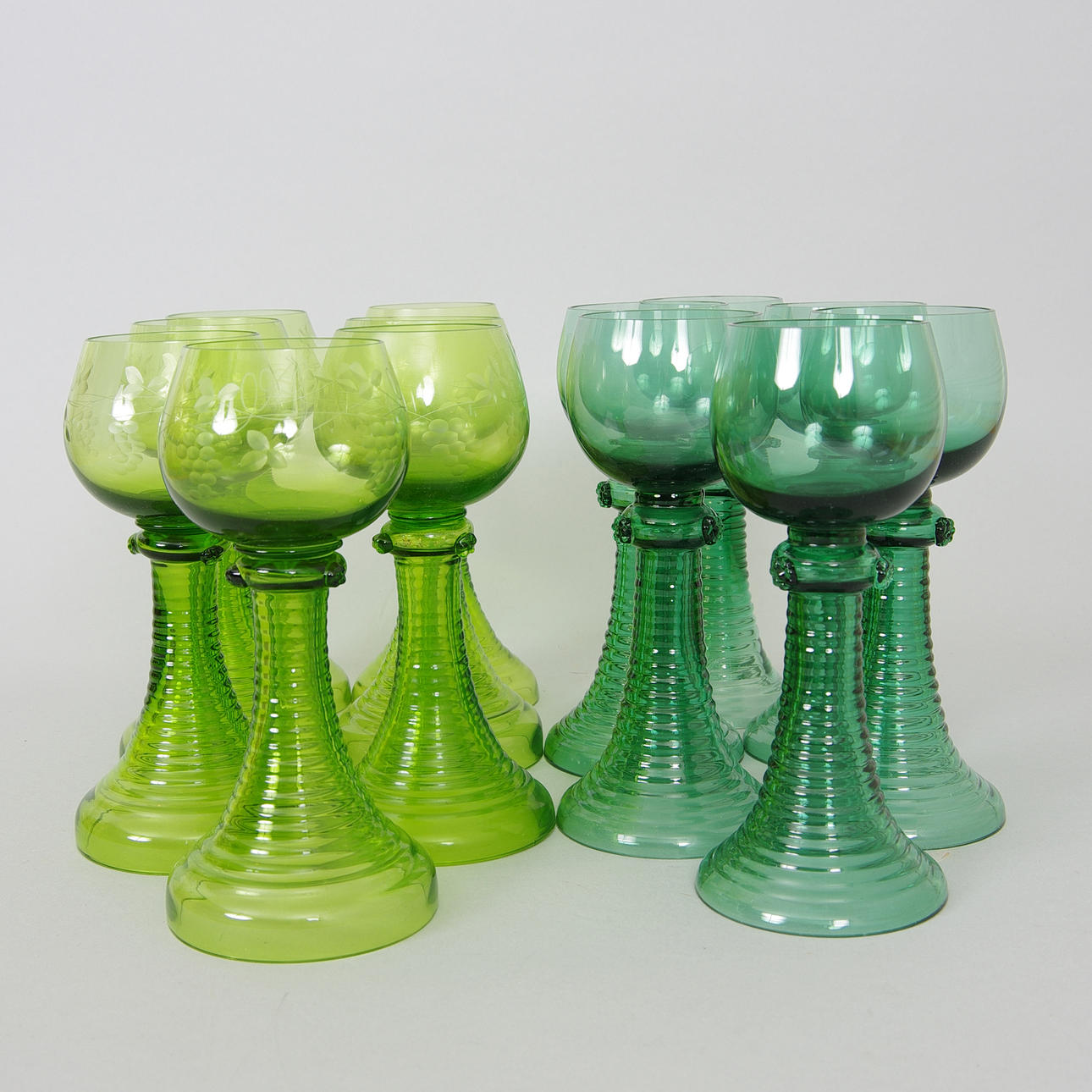 REMMARE, 7+6 stycken, grönt glas.