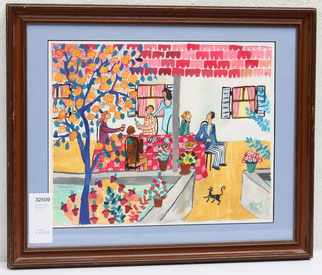 MARIKA LANG. Blandteknik, sign.