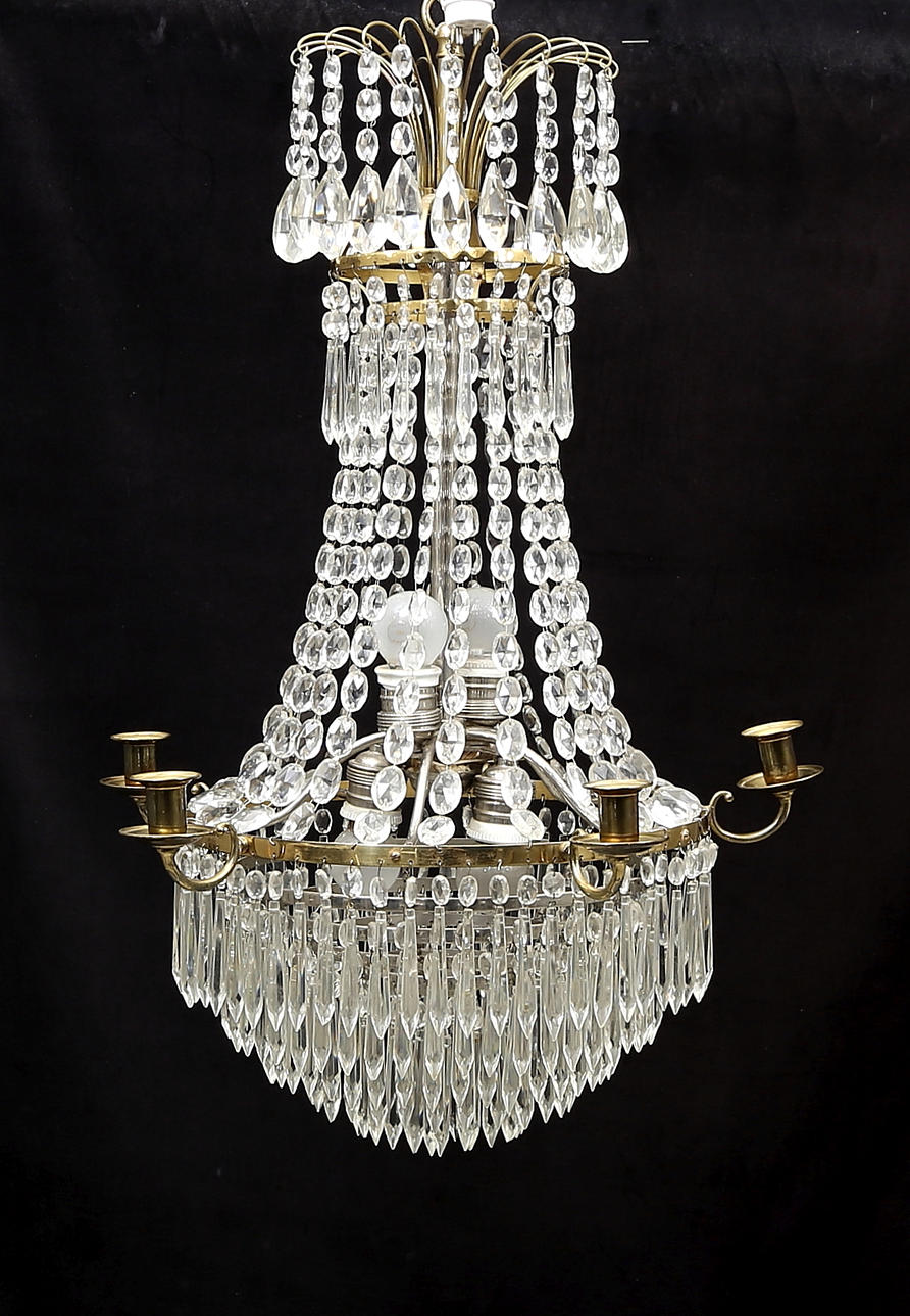 LJUSKRONA, Karl-Johanstil, 1900-talets början. Total höjd 75 cm.