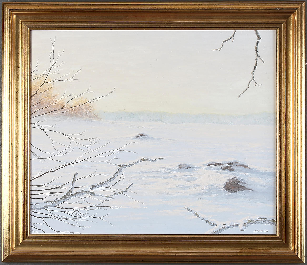 HELENA LARSSON. Vintermotiv, olja på pannå, signerad och daterad 1986.