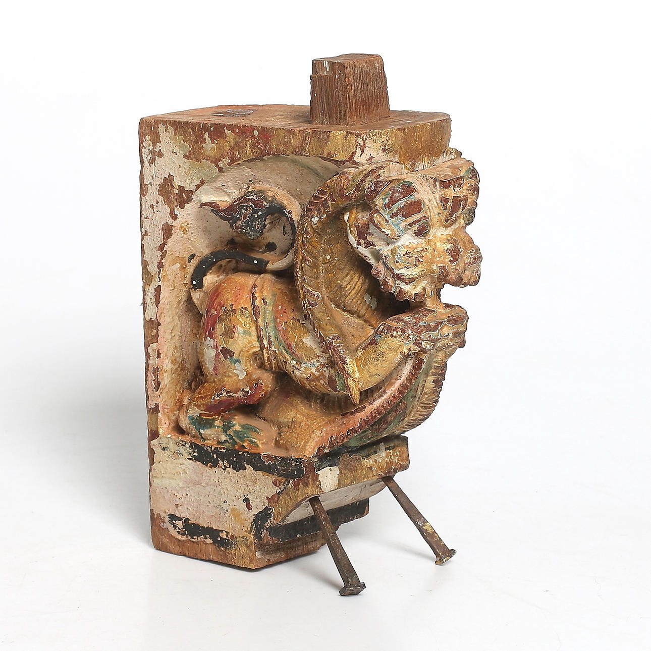 TEMPELVÄKTARE / KONSOLL, skuret trä, Orientalisk, 1700/1800-tal.