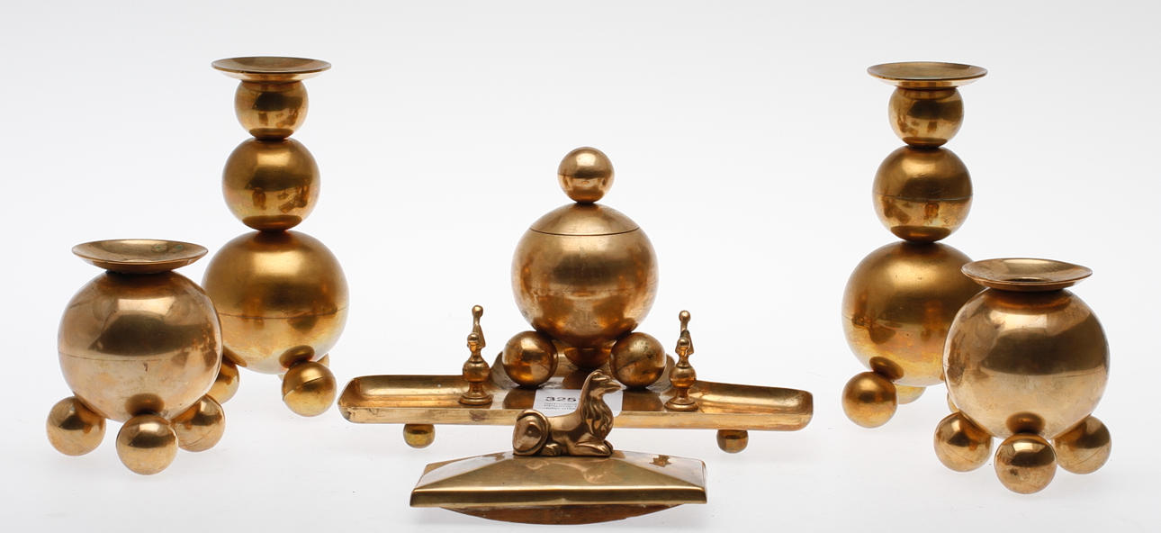 SKRIVBORDSUPPSATS, 6 delar, mässing, Gusum.