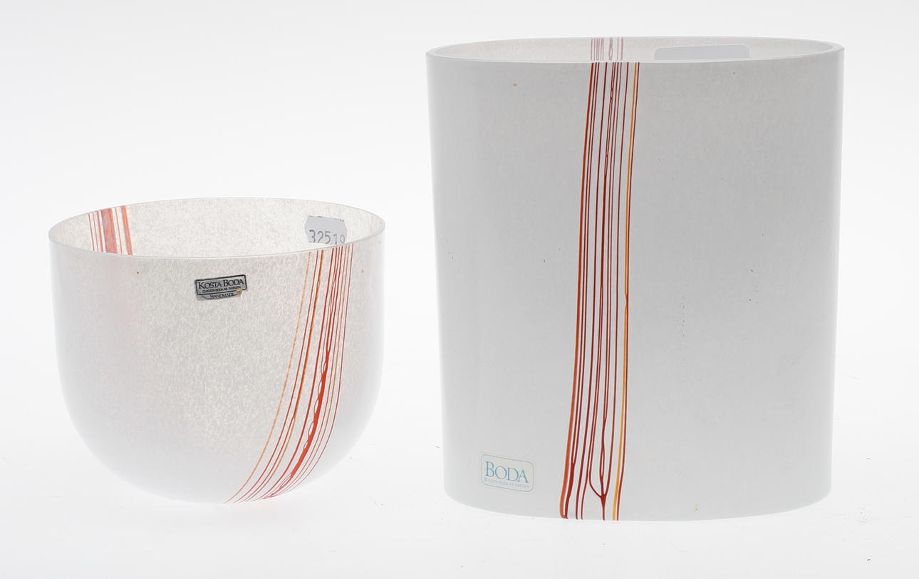 VAS och SKÅL, glas, Bertil Vallien, Kosta Boda, sign.