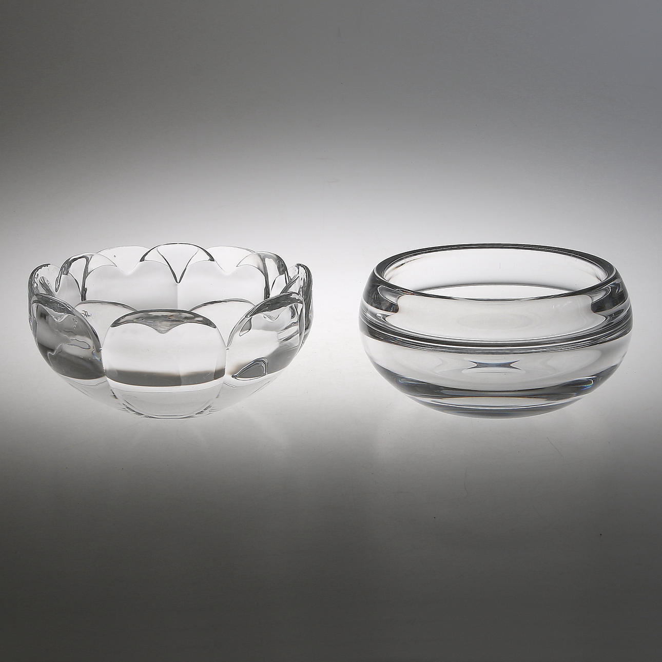 SKÅLAR, kristall, 2 st, bl.a. Ekenäs, Art Deco, 1900-tal.