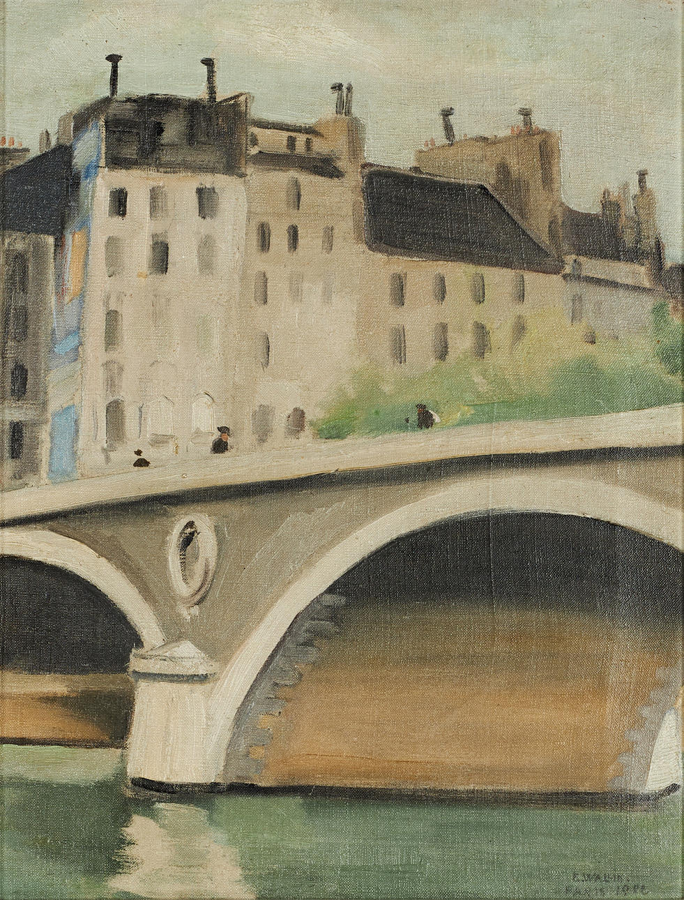 ELLIS WALLIN (1888-1972), Paris motif with bridge and flankers, signed and dated E.WALLIN PARIS 1922, oil on canvas.