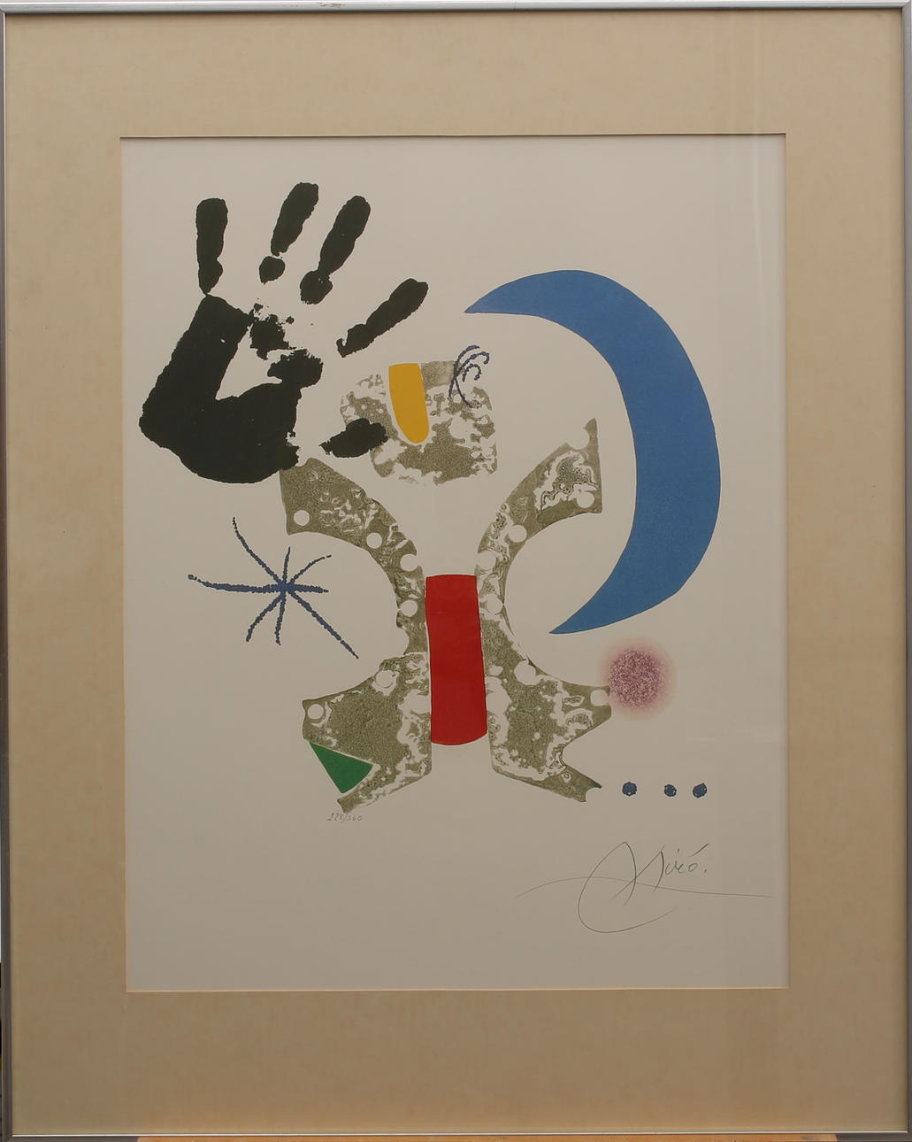 JOAN MIRÓ. After, lithographic print, numbered 228/360, print signed.