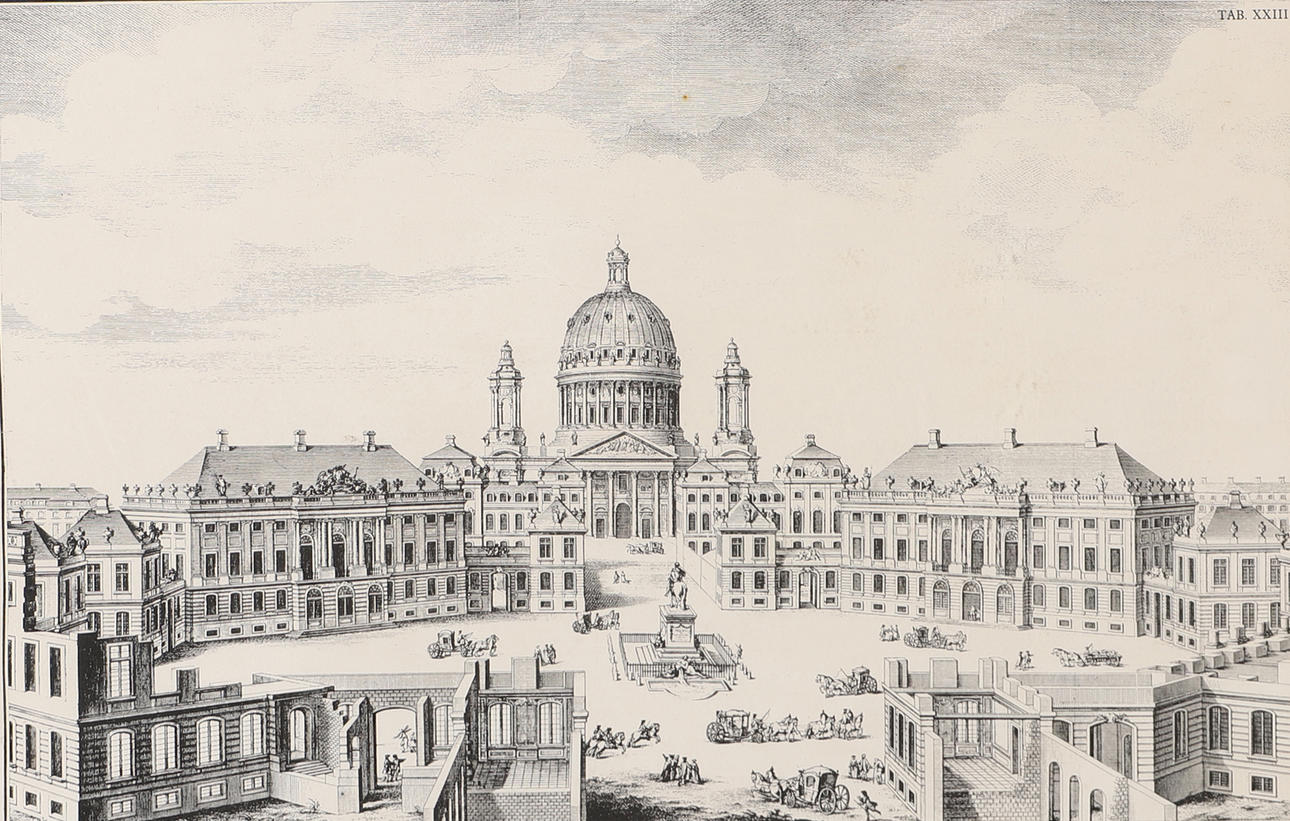 TAVLA, Amalienborgs slott, Köpenhamn, tryck.