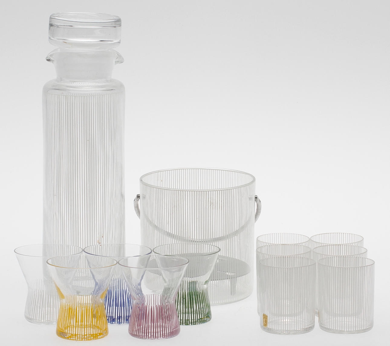 GLASSERVIS, 13 delar, "Stripe", Bengt Orup, Johansfors.