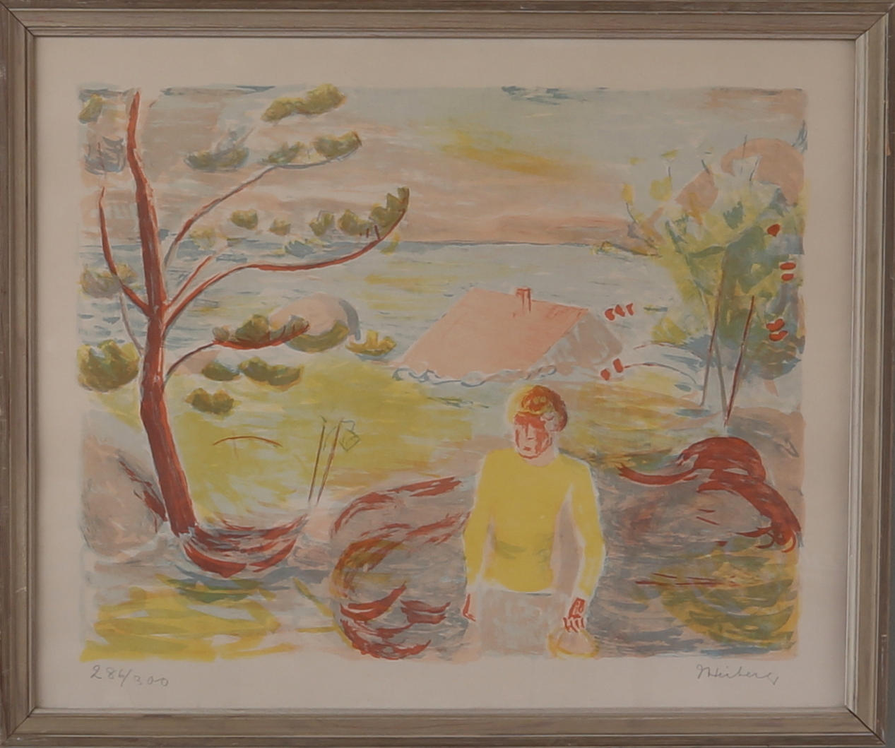 JEAN HEIBERG. Vid havet, färglitografi, numrerad 284/300, signerad.