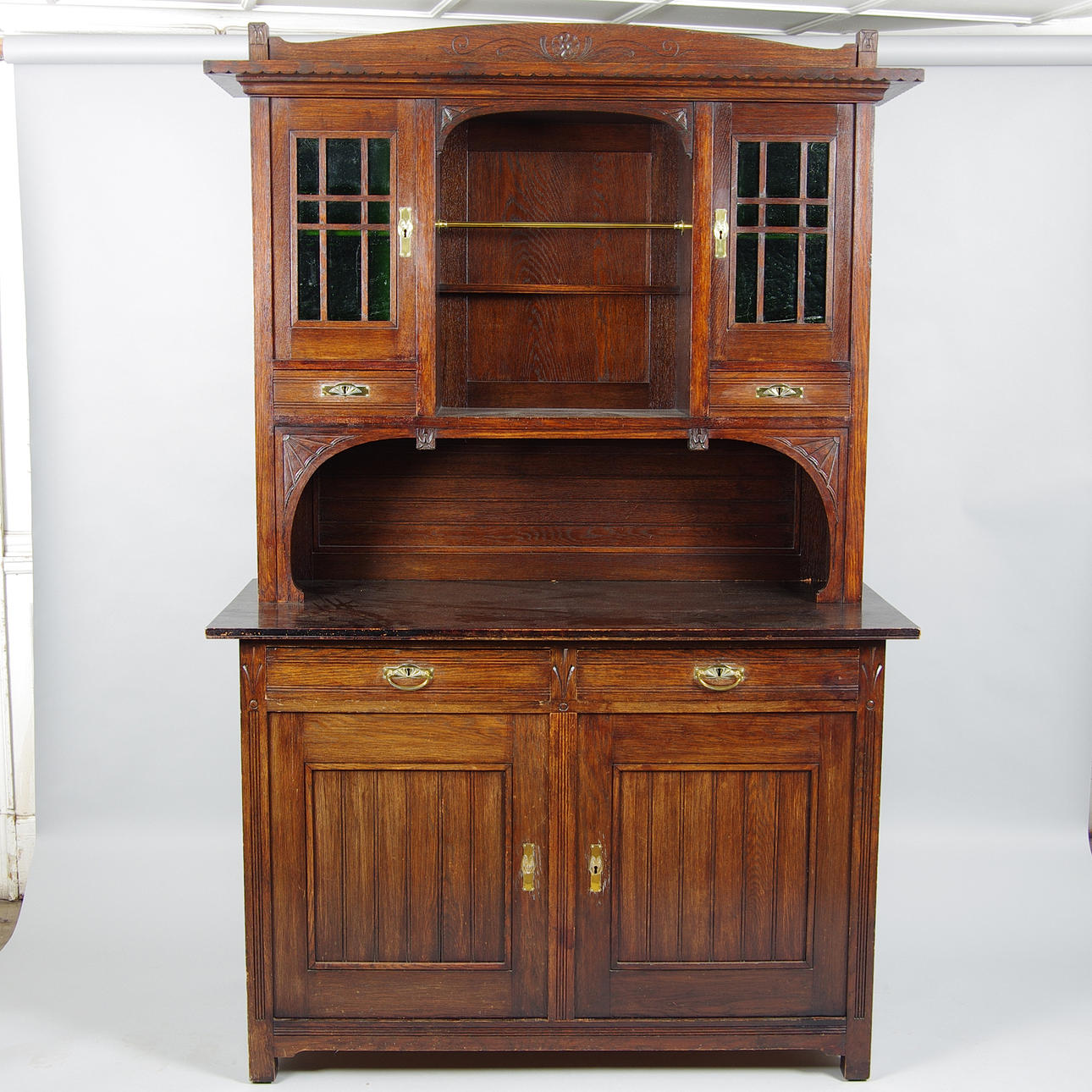 MATSALSSKÅP, ek med glasade dörrar, jugend.