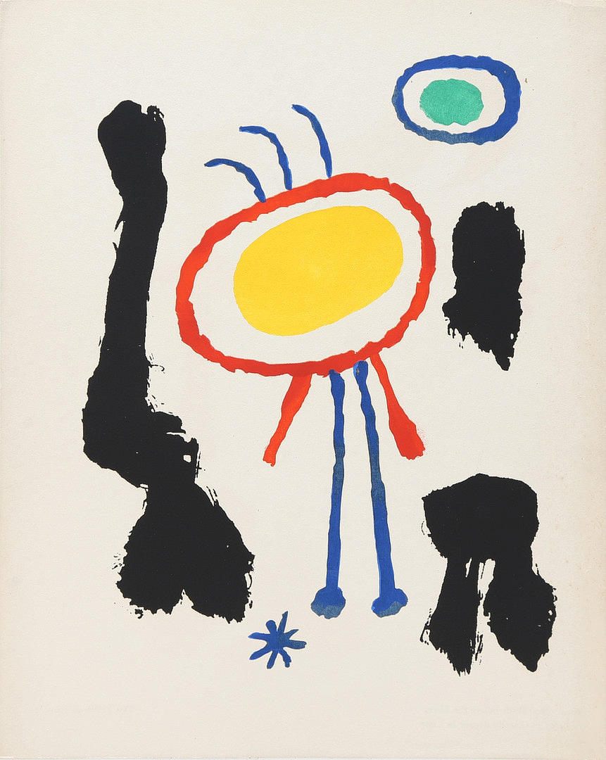 JOAN MIRÓ. ”Kvinnor och Oiseaux framför månen”.