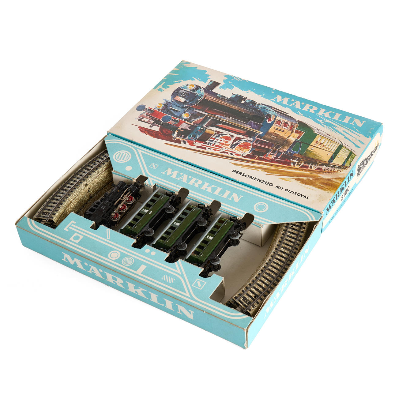 MARKLIN. Train set 3100, steam locomotive with three passenger ...