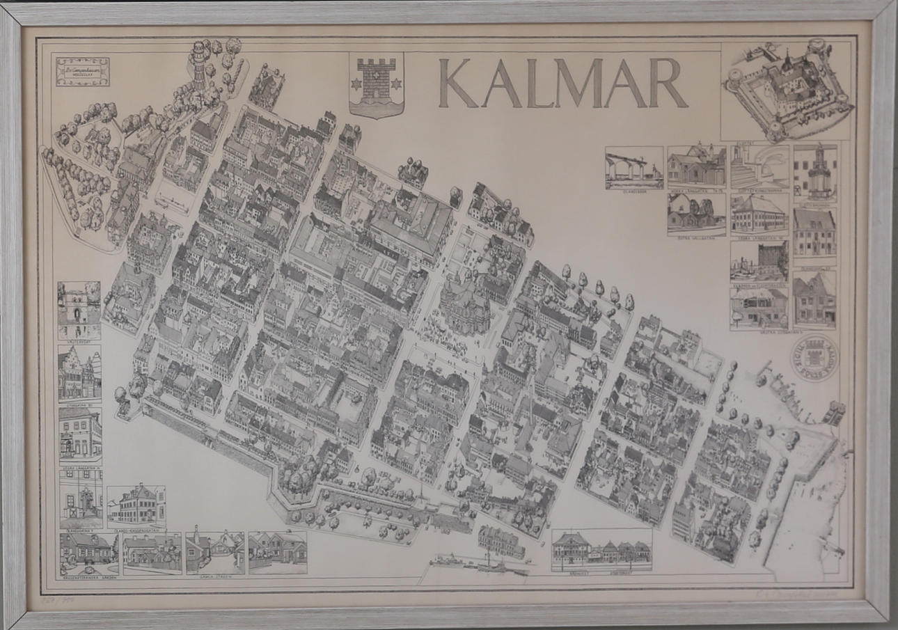 BODO BALTHAZAR FRANS VON CAMPENHAUSEN. Grafiska blad, Kalmar samt Växjö, signerade.