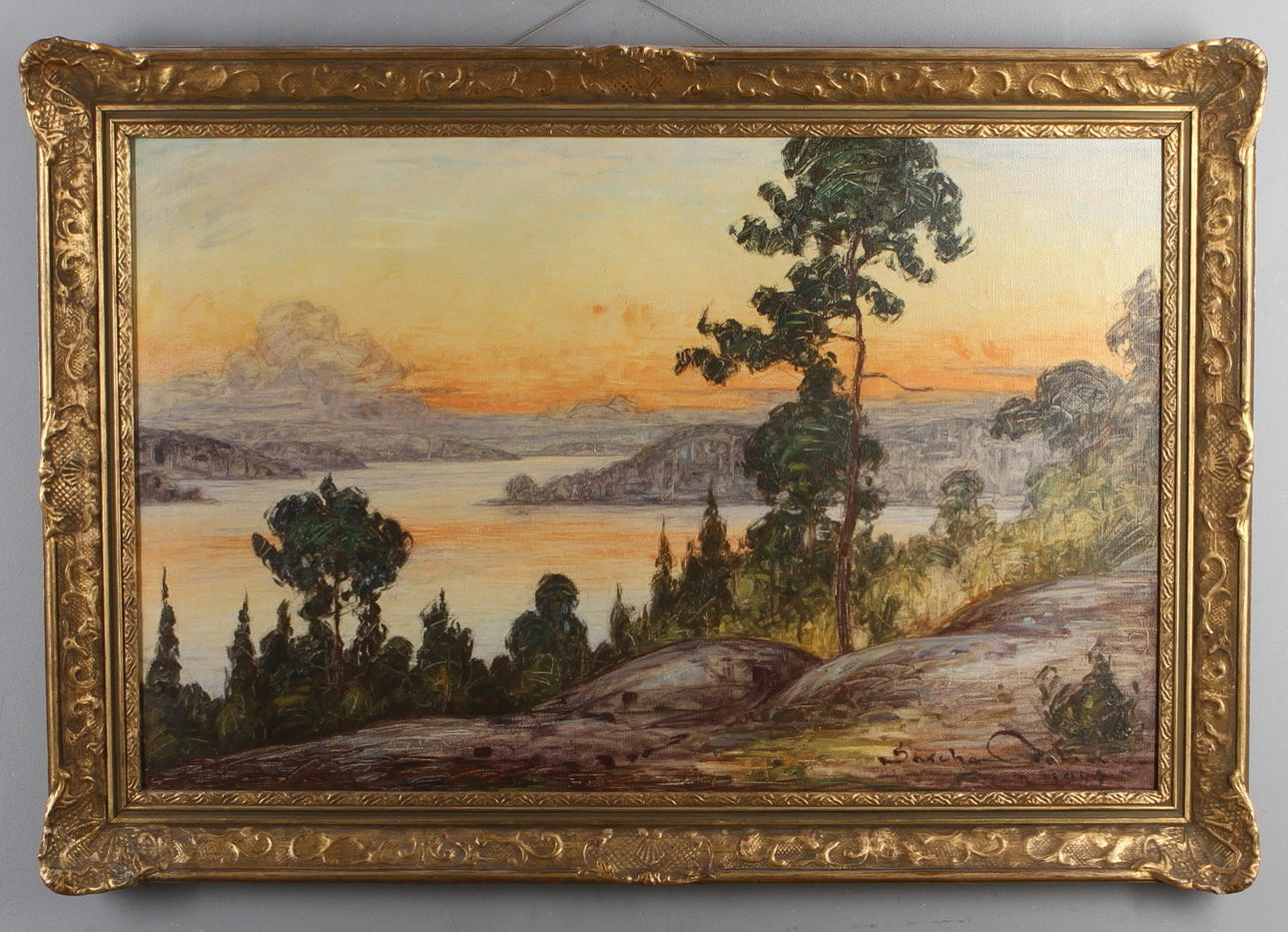 ERNST ALEXANDER, "SACHA" BOLIN. Tallar i skärgård, olja på duk, signerad.