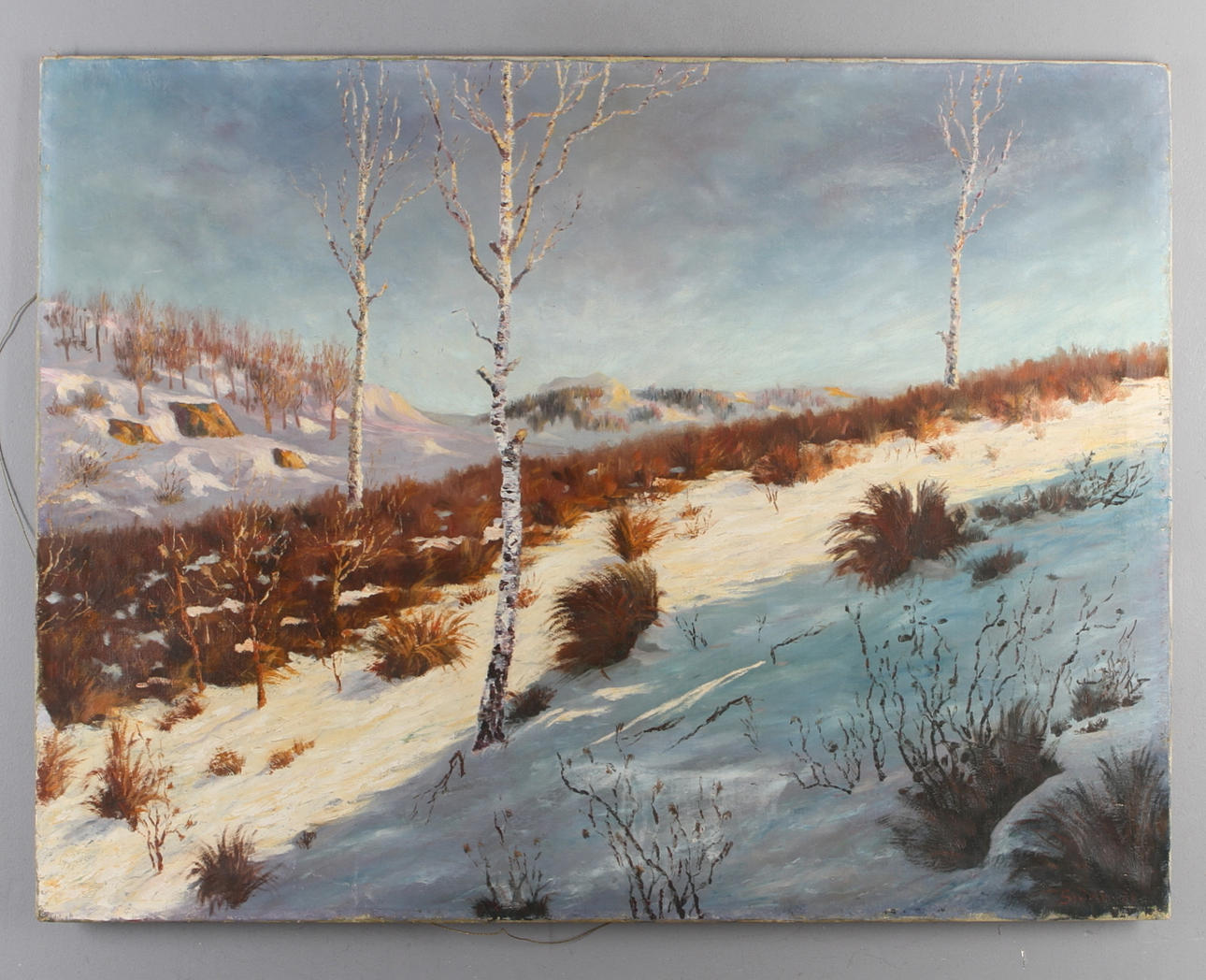 MANNE STRIDH. "Tre björkar", olja på duk, signerad.