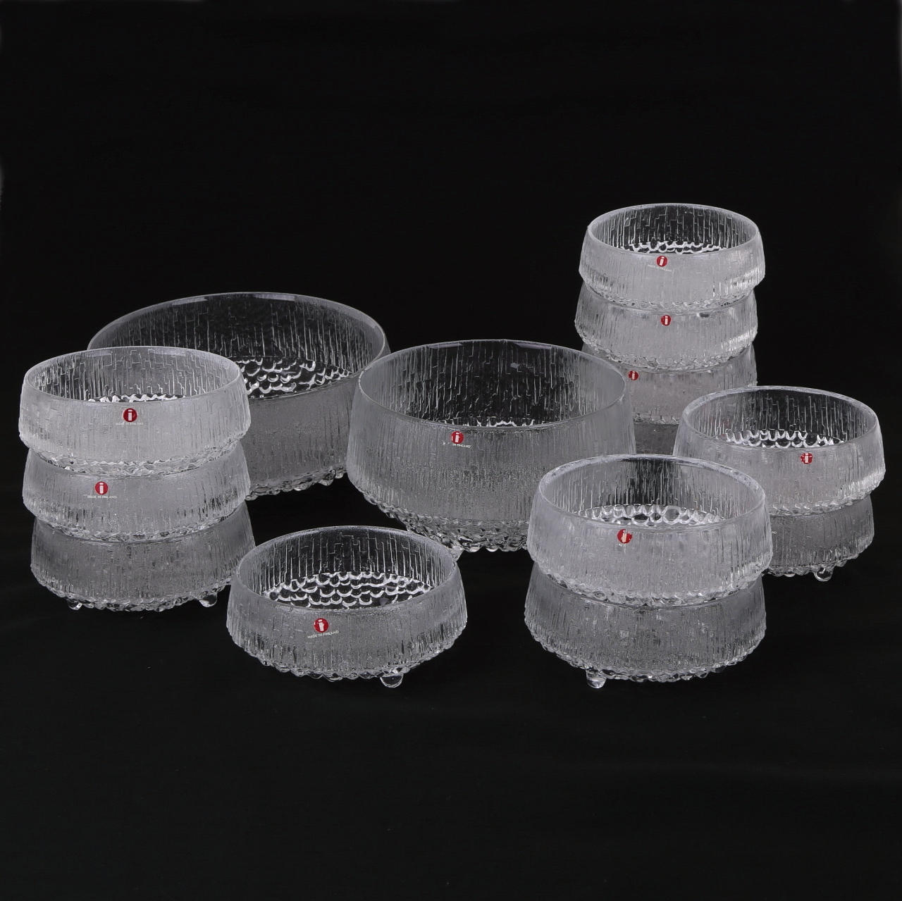 DESSERTSERVIS, glas, 14 delar, "Ultima Thule" Tapio Wirkkala, Iittala.