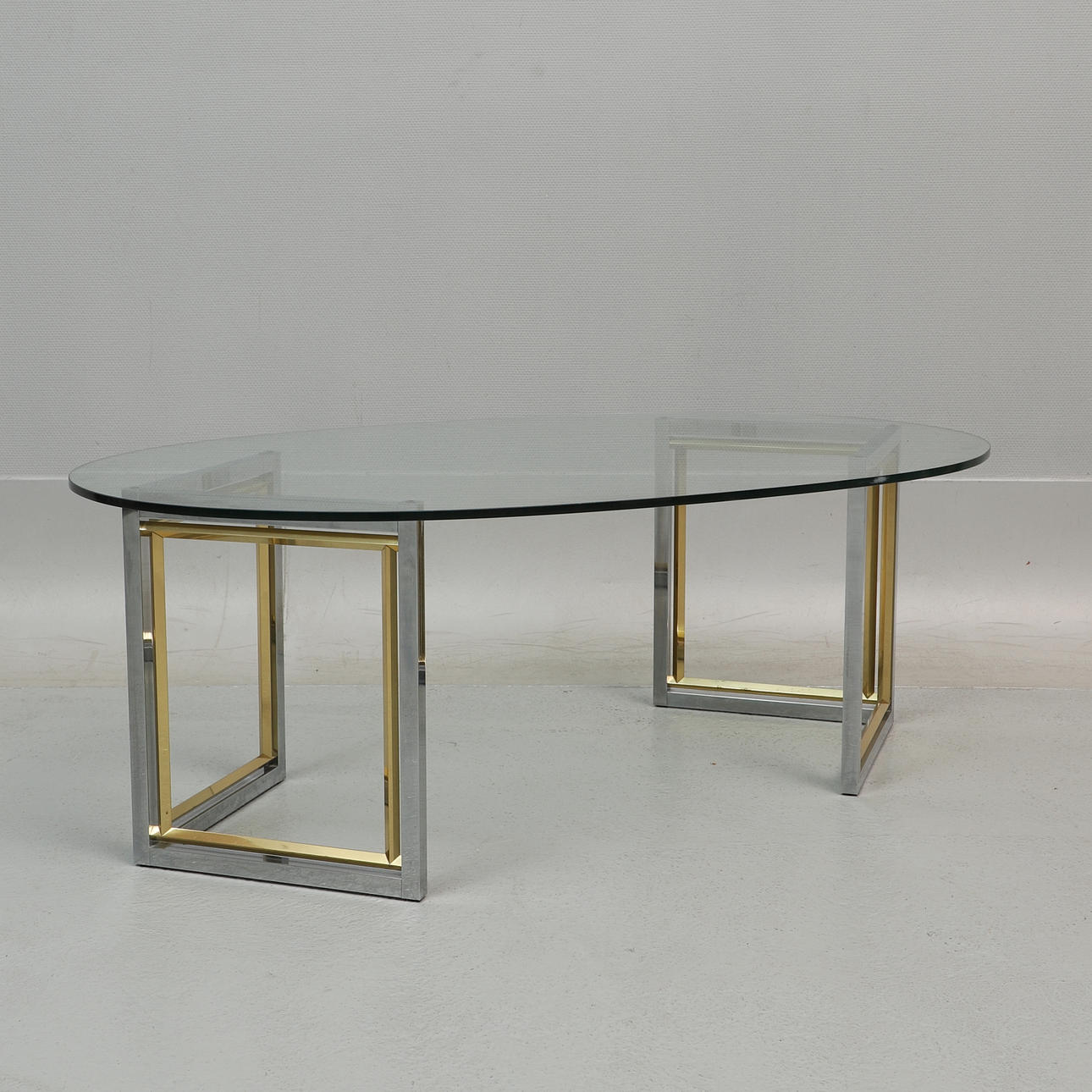 SOFFBORD, glas, krom och mässing, Englesson, 1900-tal.