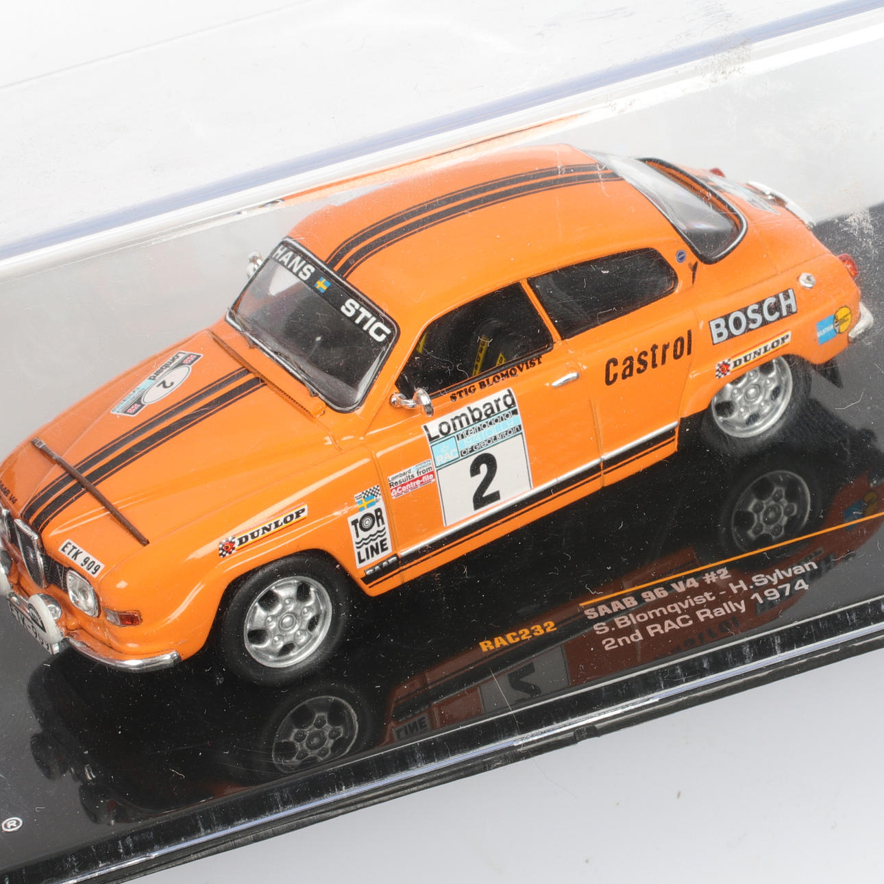 Saab 96 V4 1972 S. Blomqvist - A. Hertz Champion Rally Car - 1:43- W/display cs