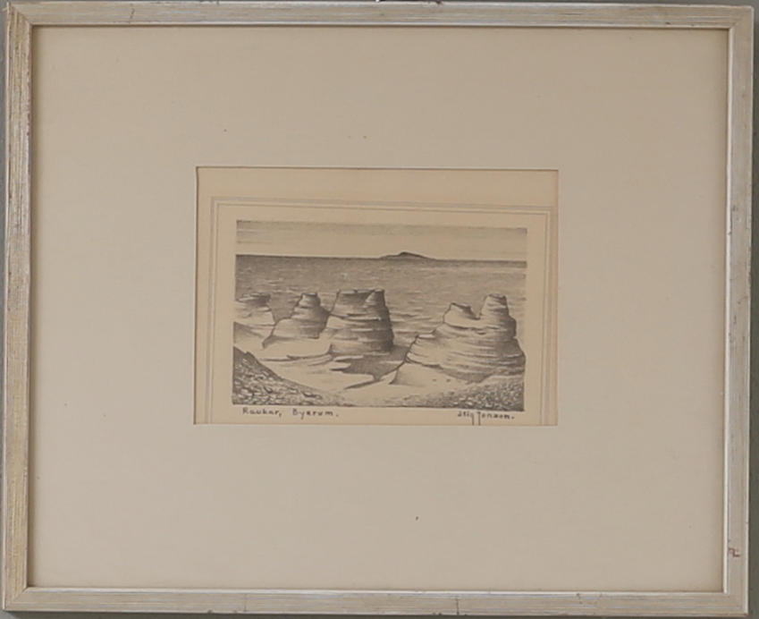 STIG JONZON. 2 st, grafiska blad, "Raukar" samt "Tripp, Trapp, Trull", signerade.