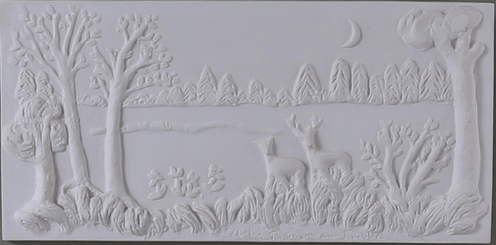 VÄGGRELIEF, gips, "Änglamark", Astri Bergman-Taube, signerad samt numrerad.