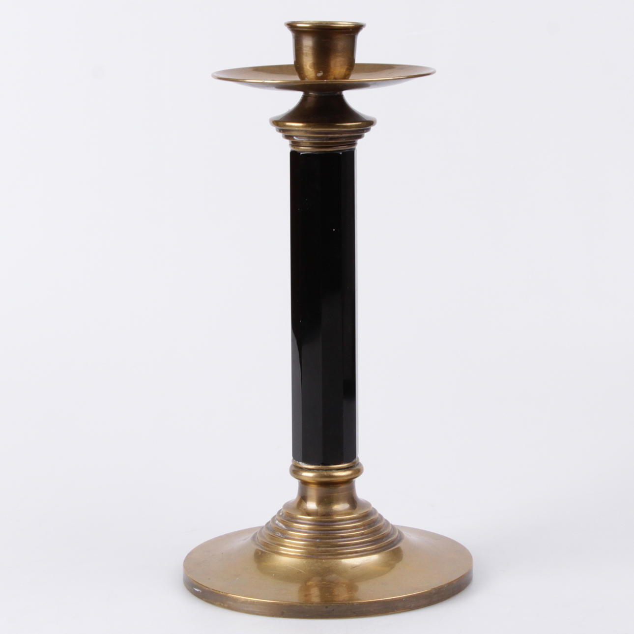 LJUSSTAKE, mässing och glas, 1900-tal.