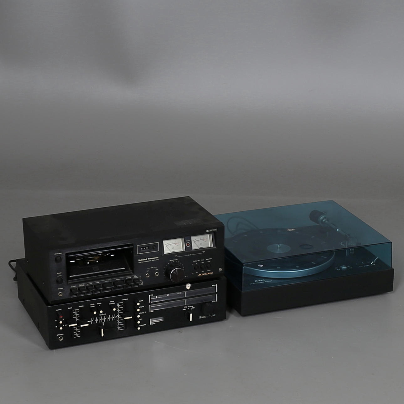 FÖRSTÄRKARE, SKIVSPELARE OCH KASSETTDÄCK, 3 delar, förstärkare, Sonab, Japan, skivspelare, Luxor, Motala, kasettdäck, Axlin.