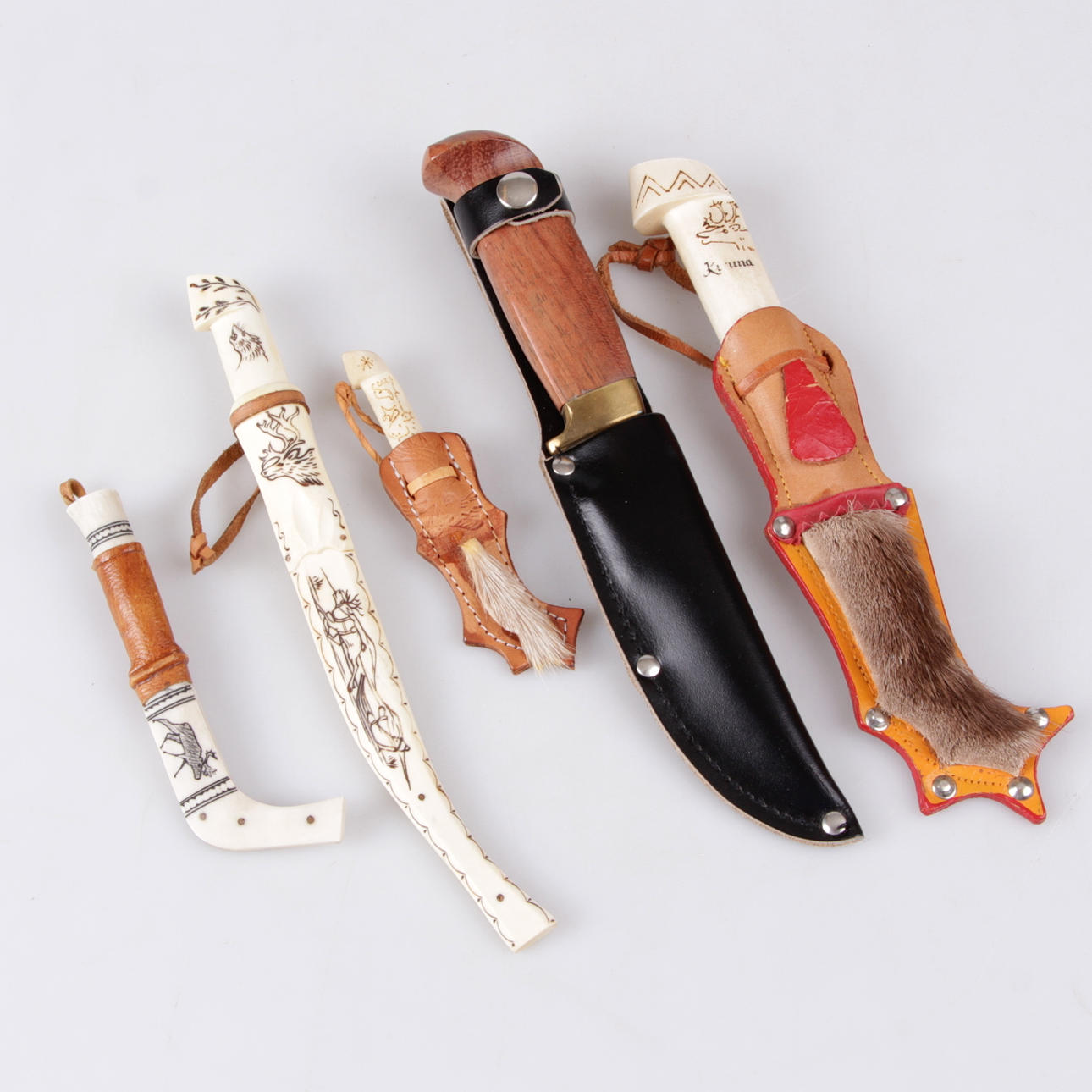 SAMEKNIVAR, samt morakniv, 5 delar, 1900-tal.