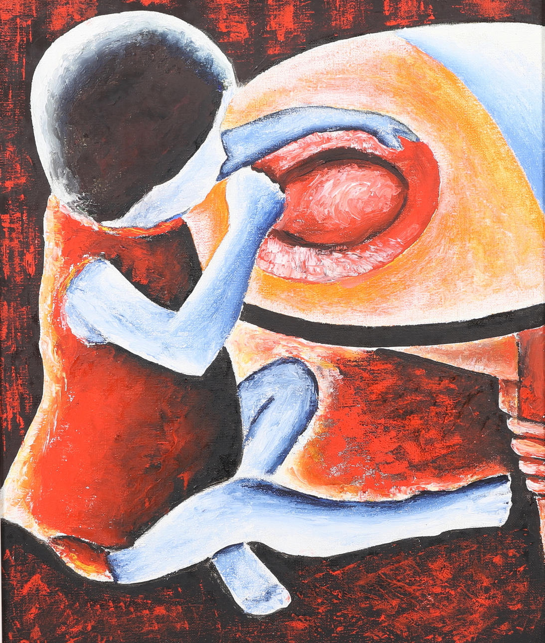 KONST. Oil on canvas, figurative scene, signed.