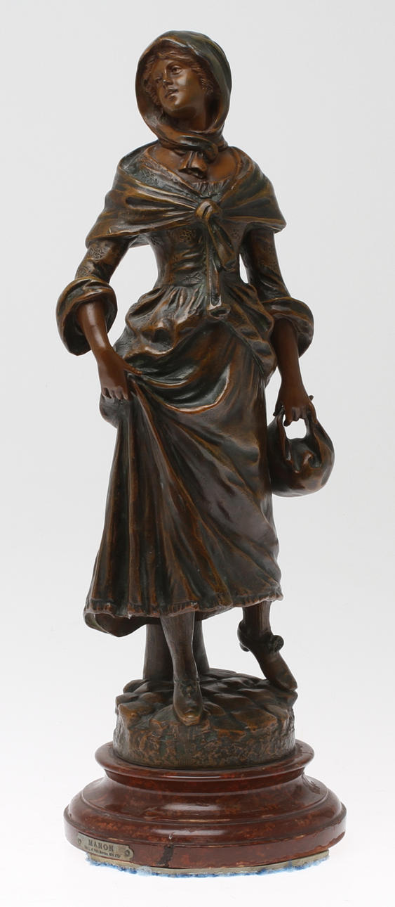 SKULPTUR, "Manon", zink, L & F Moreau, Frankrike.