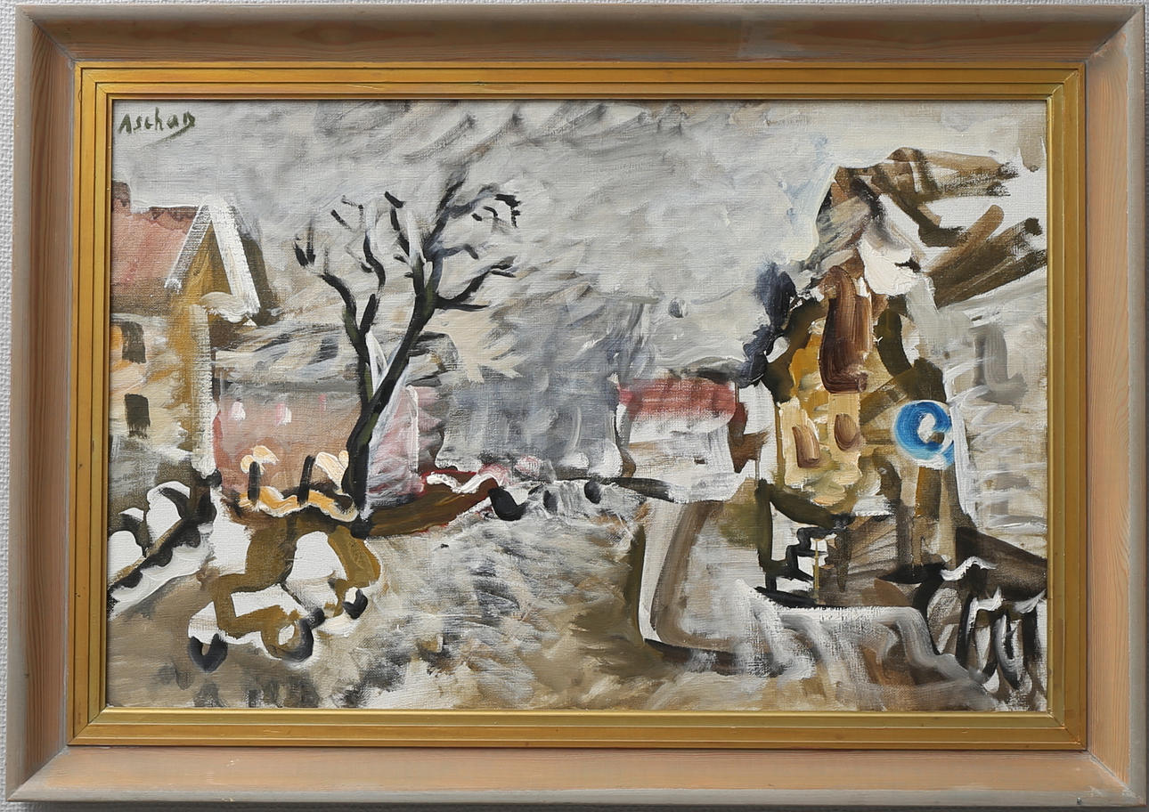 ULF ASCHAN. Kronobergsgatan, Växjö. Olja på duk, signerad.