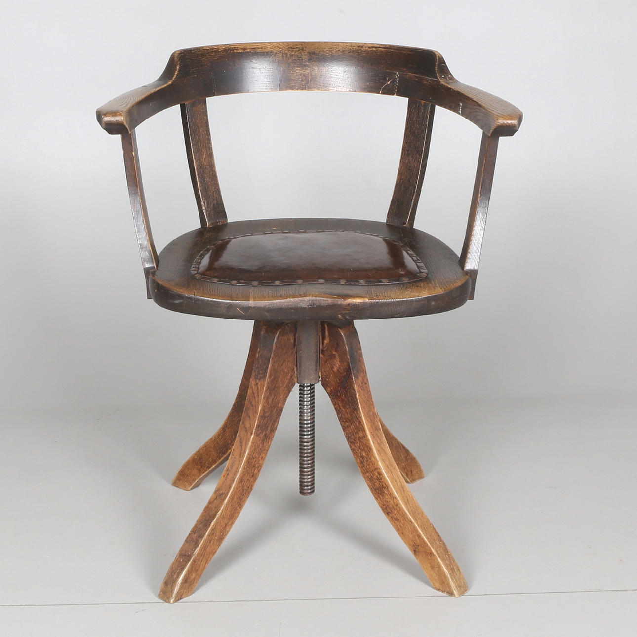 KONTORSSTOL, trä/läder, ca år 1900.