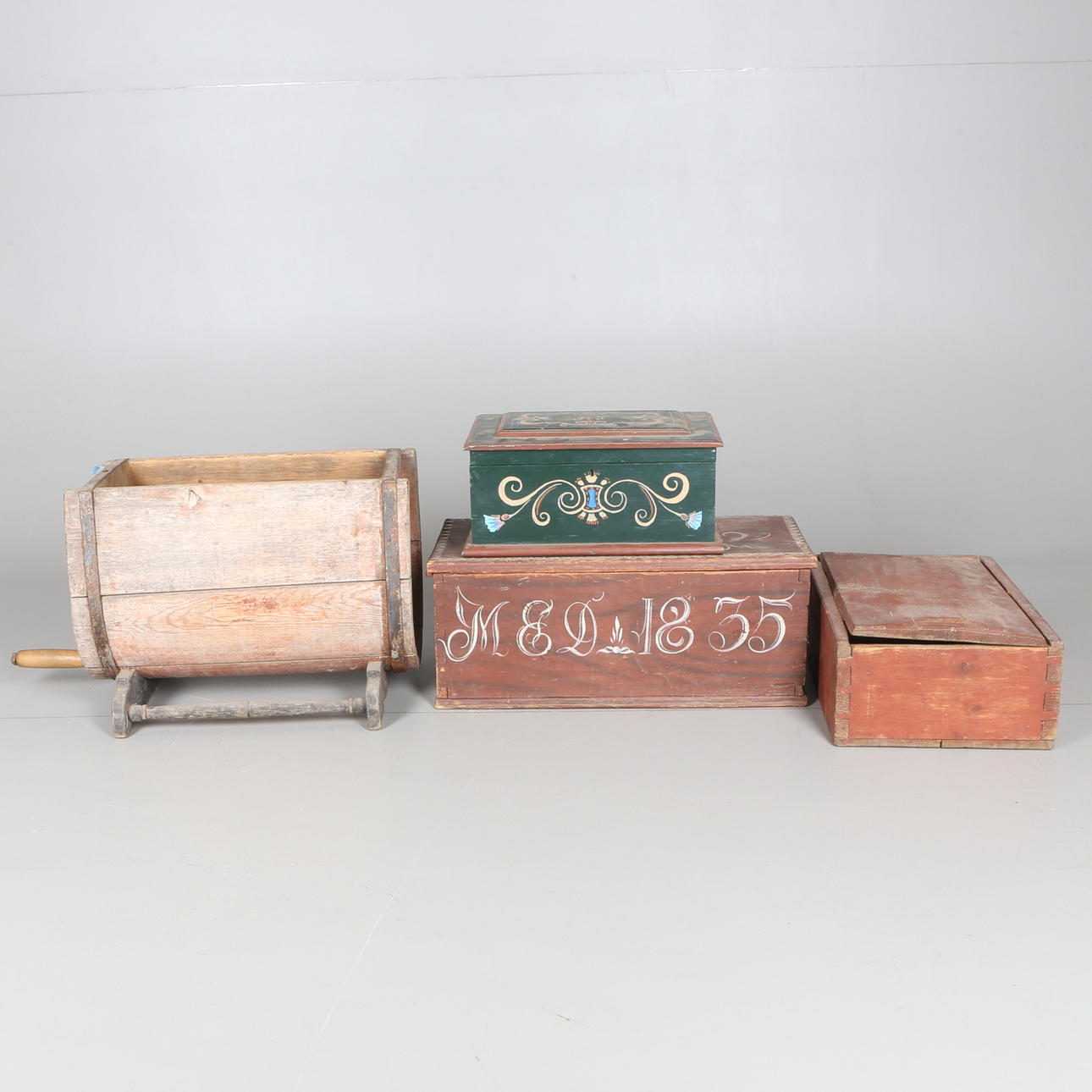 DIVERSE SKRIN samt DIVERSE ALLMOGE, 4 delar, 18/1900-tal.