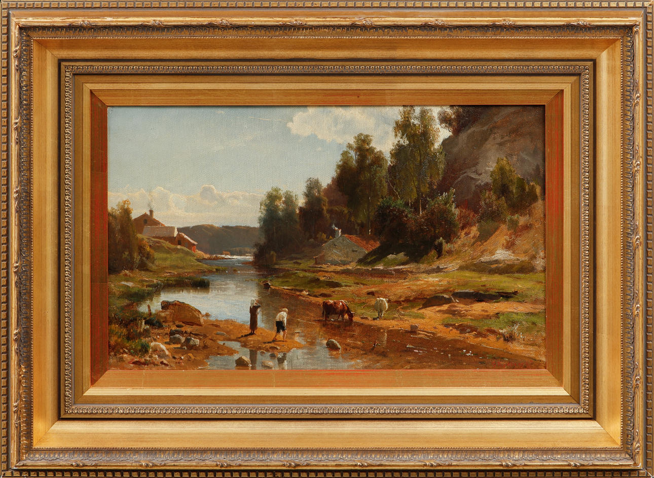 GUSTAF RYDBERG. Landskap med figurer, olja på duk, signerad. Konst ...