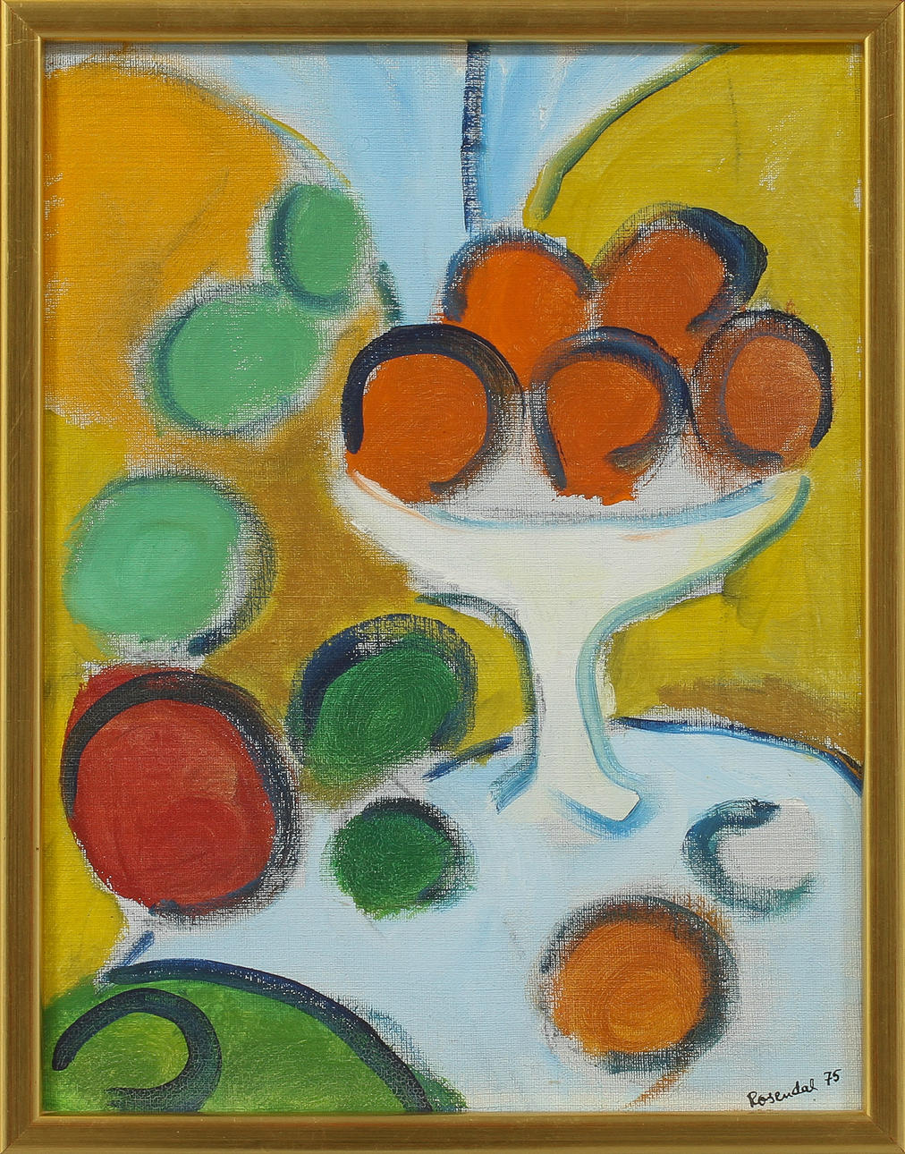 BJÖRN ROSENDAL. "Fruktskål", olja på duk, signerad.