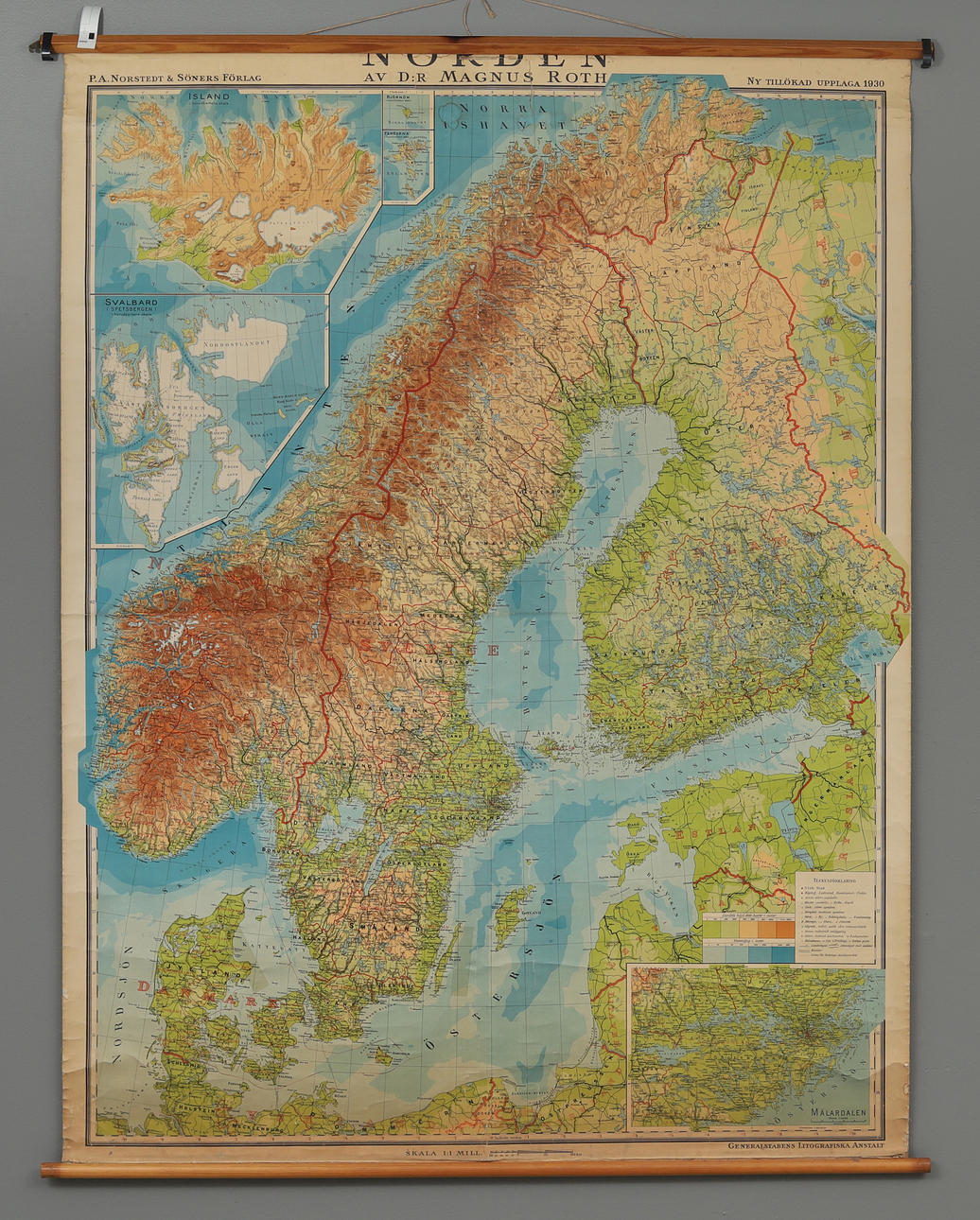 MAPA ESCOLAR, países nórdicos, años 30.