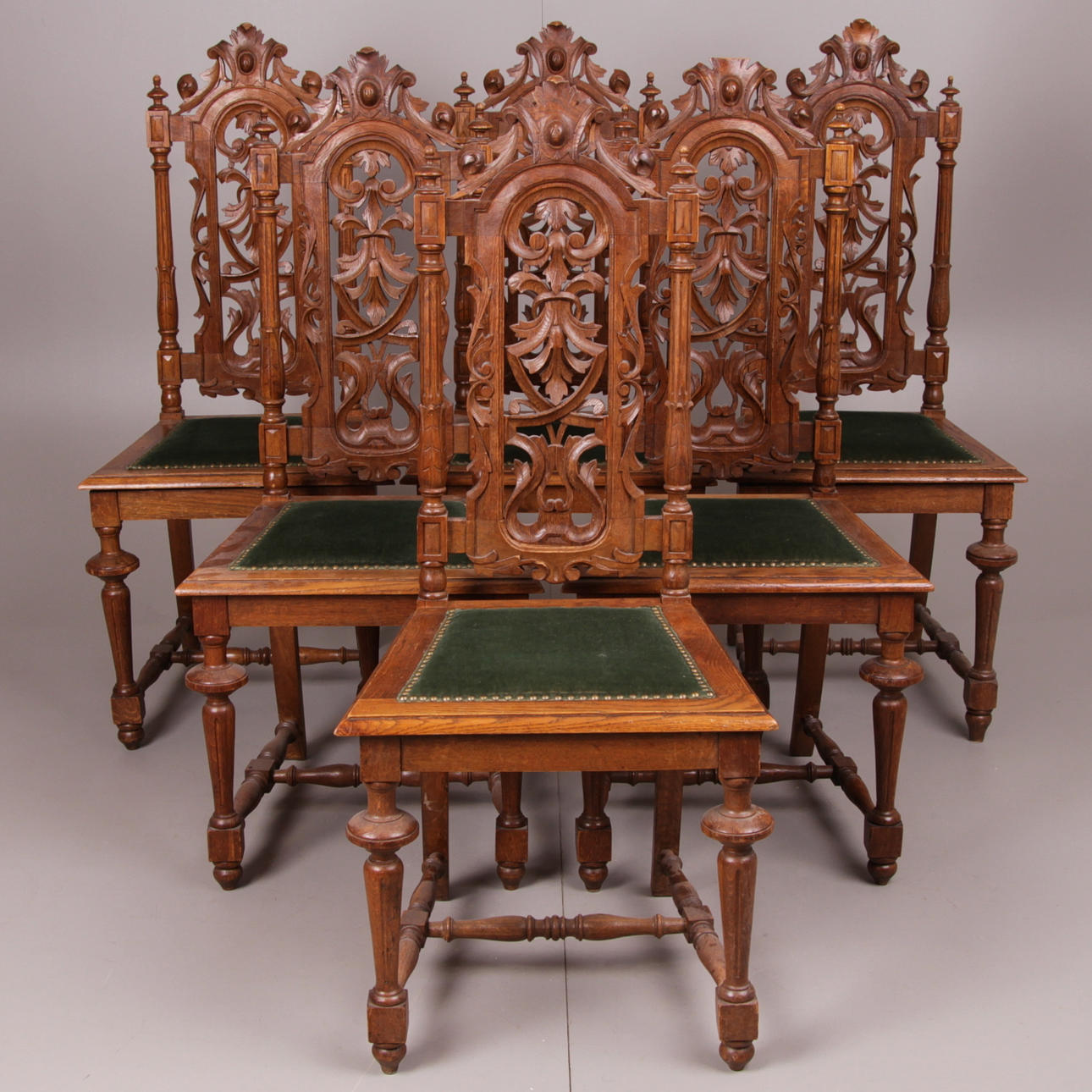 STOLAR, 6 st. Ek, Nyrenässans, 1800-talets andra hälft.