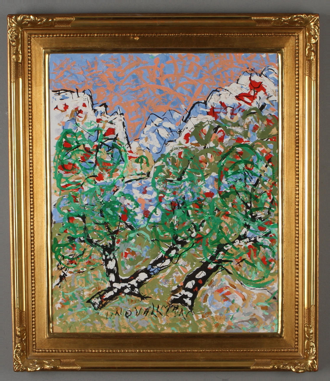 UNO VALLMAN. Fjällbjörkar, olja på duk, signerad.