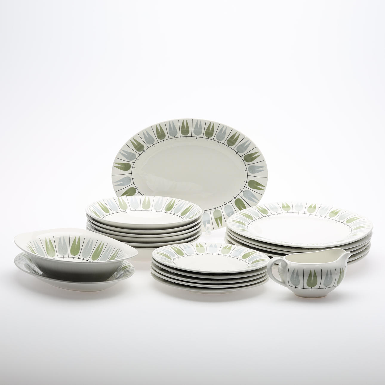 SERVISDELAR, 21 stycken, "Tulpan", Rörstrand.